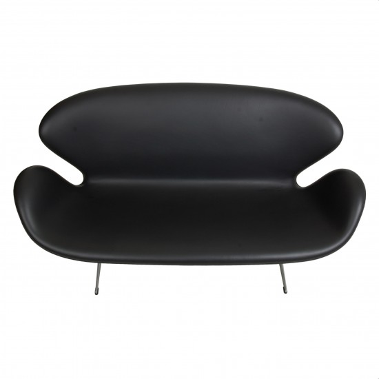 Buy Second hand Arne Jacobsen Swan sofa black leather CPH Classic